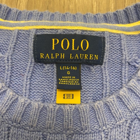 Polo Ralph Lauren Light Blue Cable Knit Sweater L (14-16) - Picture 4 of 9